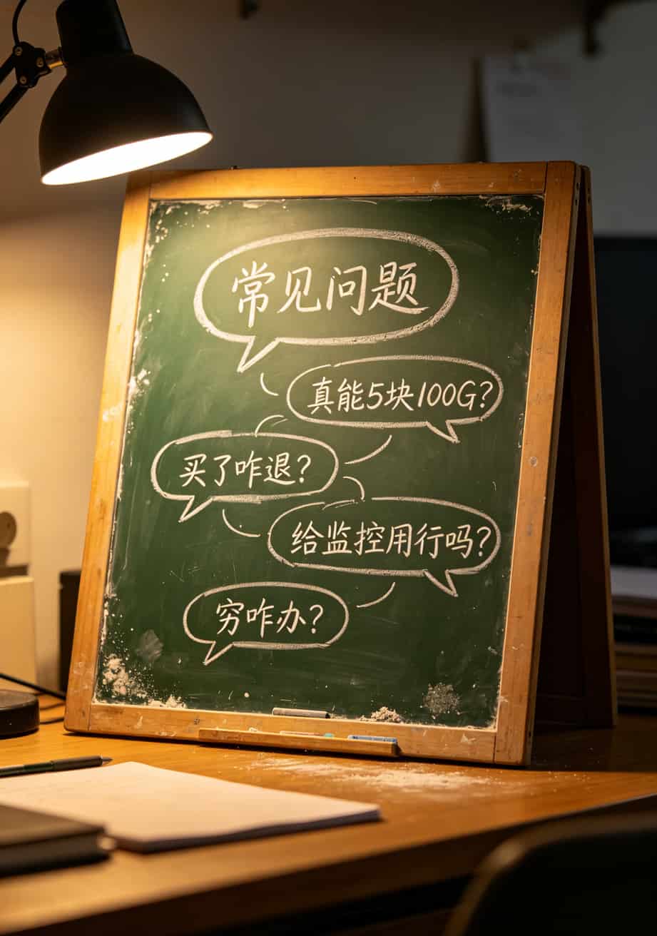 5元移动流量卡,我买了3张全翻车!说句难听的:这5块钱不如扔河里听个响 聊天对话气泡样式,上面写着“常见问题”四个字