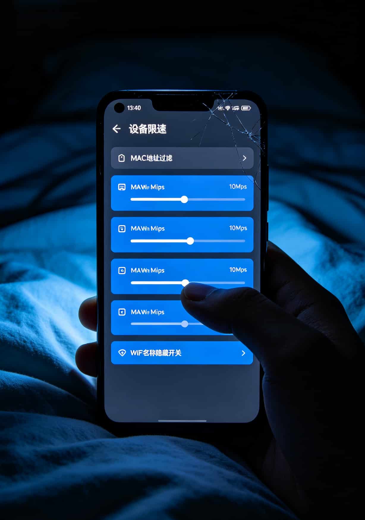 学生党b站卡流量卡怎么配最省钱?华硕a豆+华为随身WiFi四年省两千(亲测) 随身WiFi后台限速设置界面,显示每台设备可单独设置带宽上限