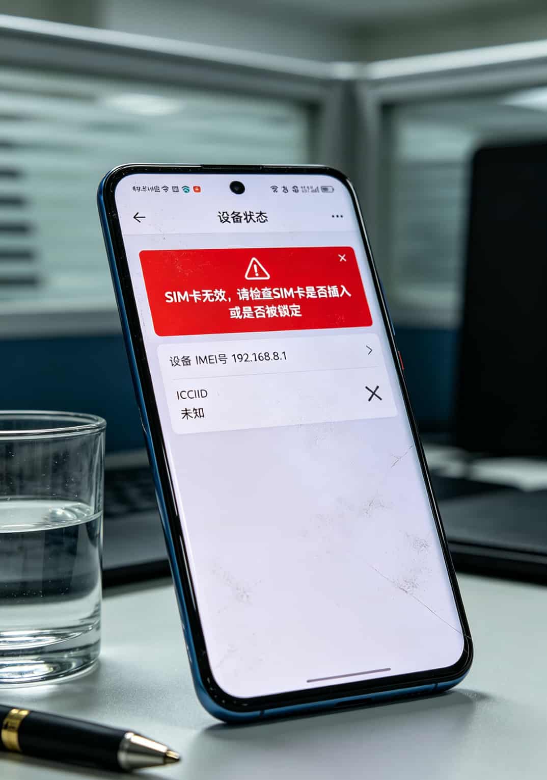 华为随身WiFi配上不换卡流量套餐,跑了30天差的人跟你说:这钱花得值 随身WiFi后台管理页面显示“SIM卡无效”红色提示,手机拍摄实况