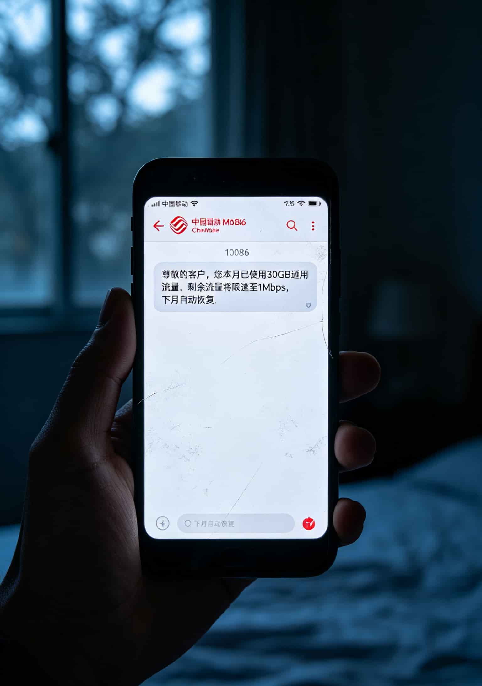 19元100G的移动流量包,我替你们踩了3次坑才敢写这篇大实话 移动10086客服关于限速规则的短信截图