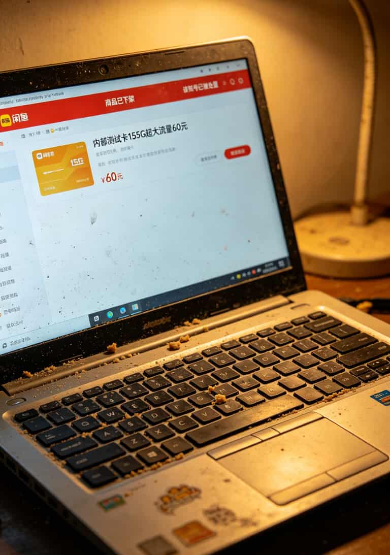 2026实测:5gb流量卡别乱买,华为随身WiFi网速慢的元凶找到了 闲鱼上某“内部测试卡”商品截图已被下架