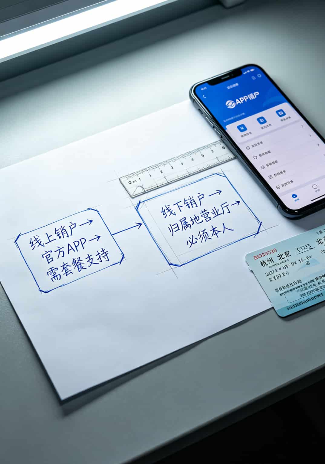 华为随身WiFi哪种流量卡最配?大流量卡全国通用流量我替你踩了6次坑 异地销户流程示意图,标注线上和线下两种方式的区别
