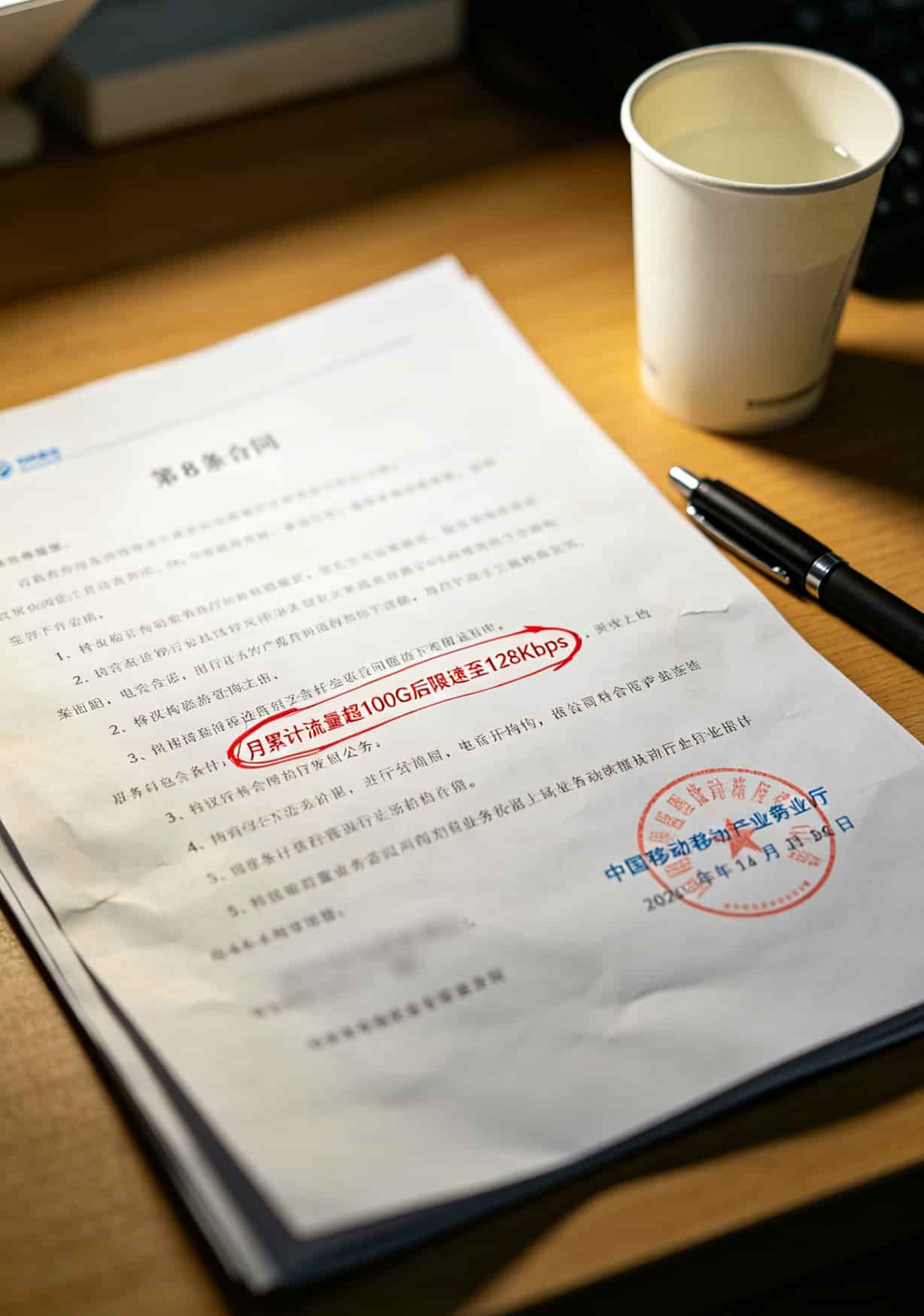 移动营业厅套餐协议重点条款截图