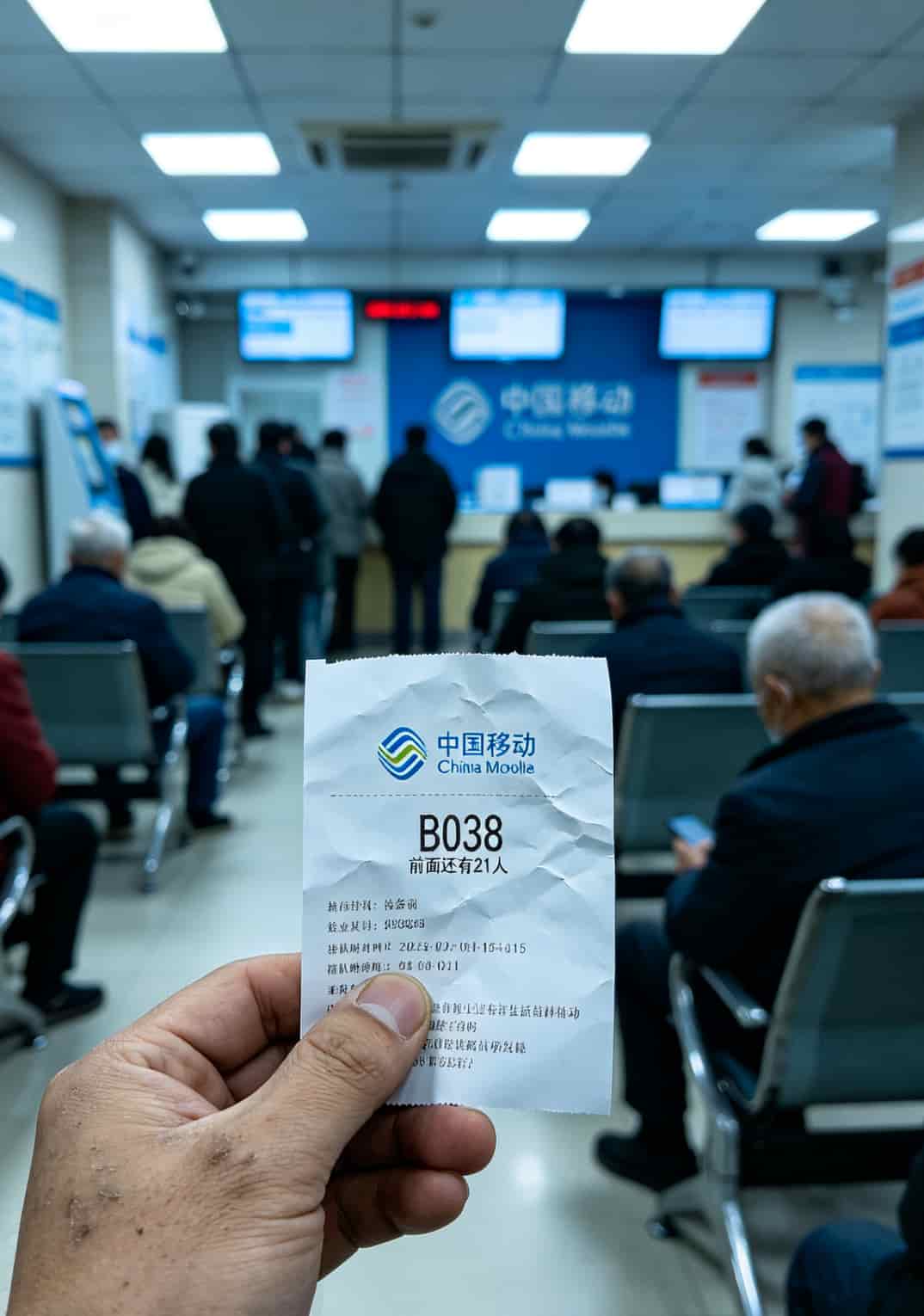 帮别人实名流量卡有风险吗?我闺蜜赔了三万块,你确定还要帮? 营业厅排队取号的小票,号码是B038
