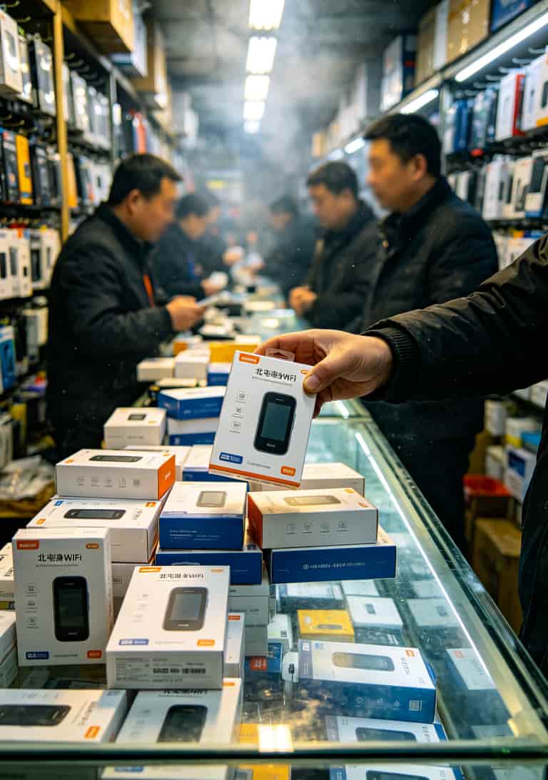 随身WiFi踩坑三年才搞懂:畅视流量卡这么买,每月省下一半钱 北京中关村鼎好大厦电子卖场实拍,随身WiFi柜台林立