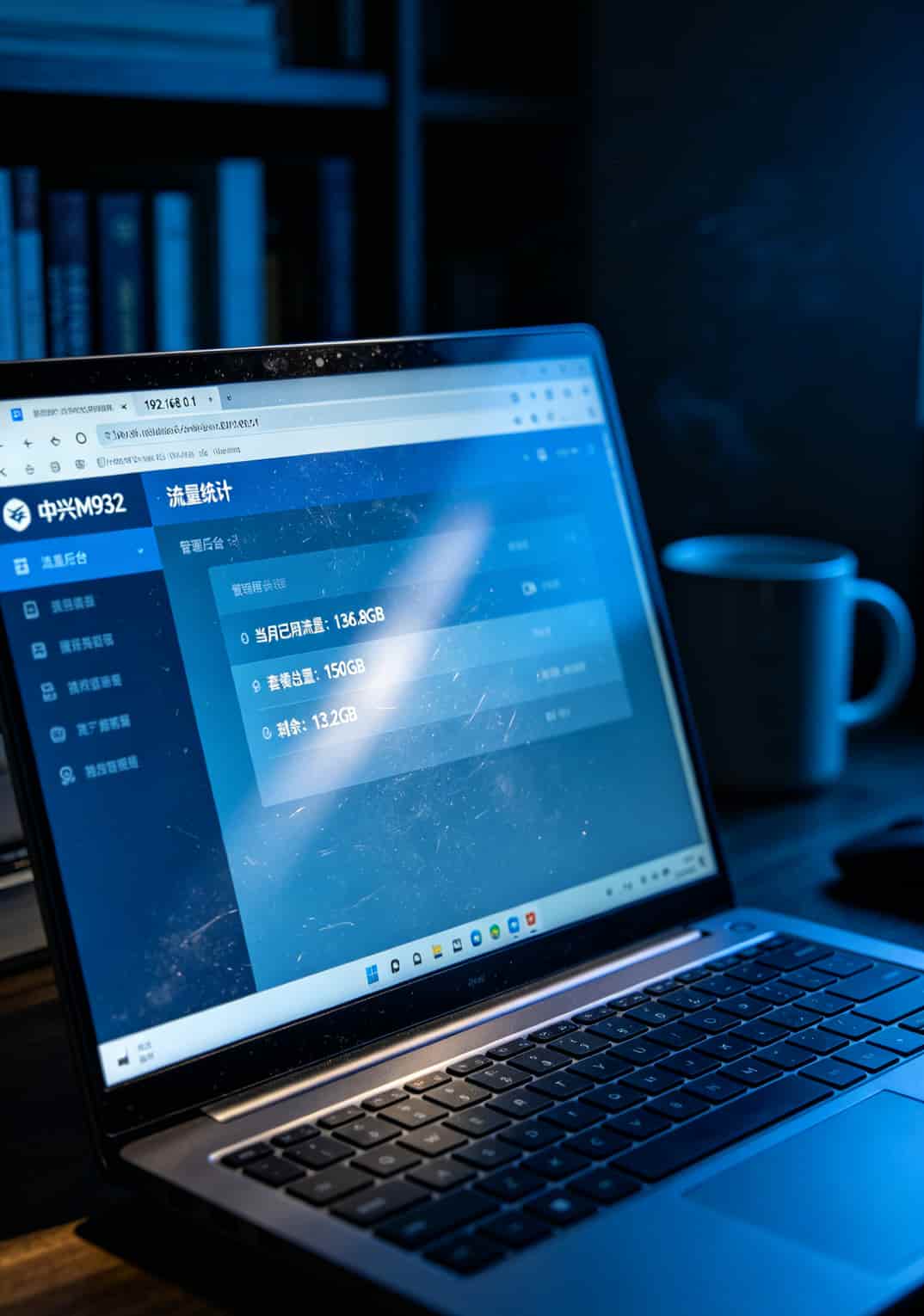 中兴8G随身WiFi放在汽车中控台上，旁边是方向盘