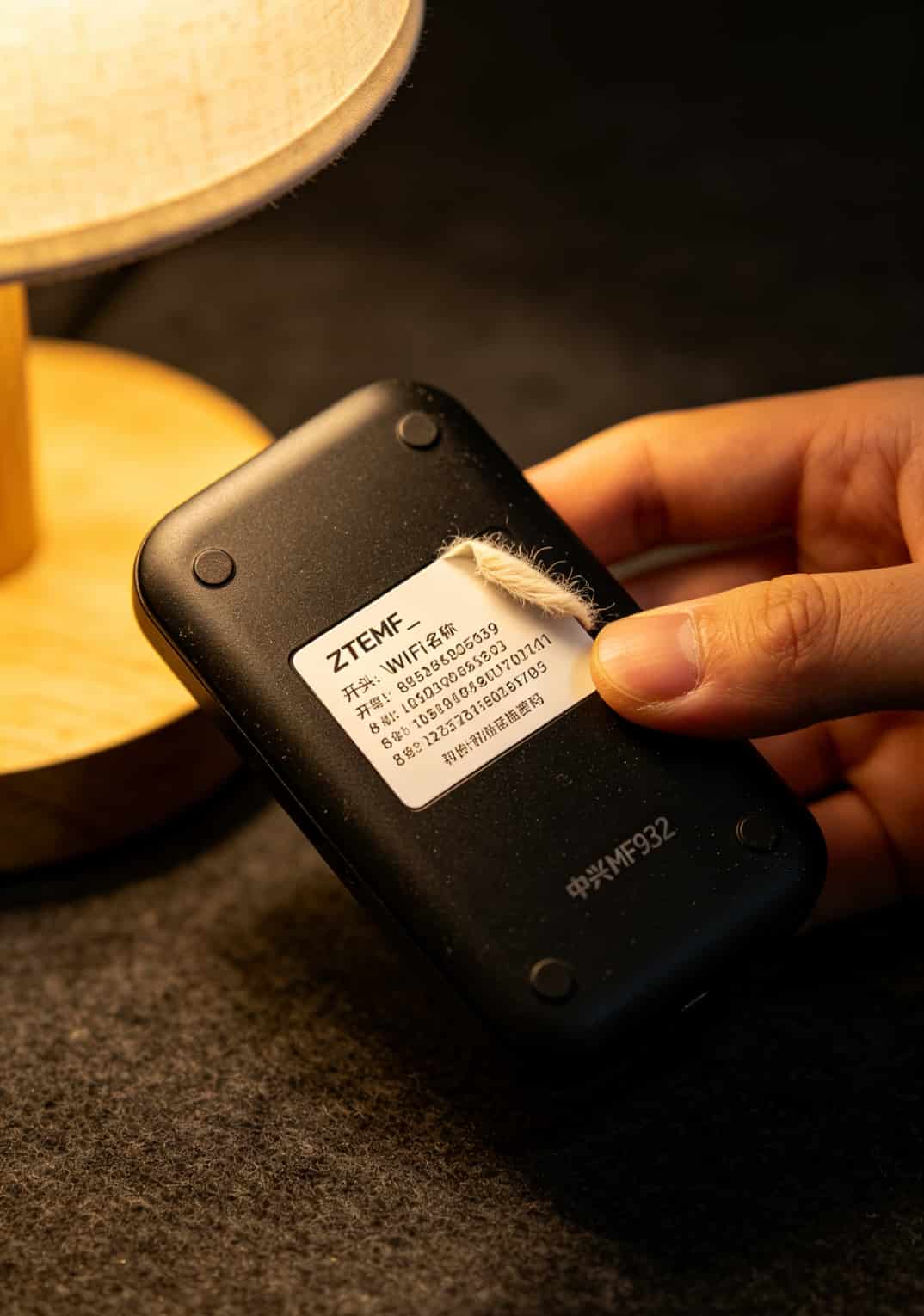 流量卡别瞎买!我踩了三年坑才搞懂20g流量卡多少钱一张 中兴MF932设备背面,贴纸上显示wifi名称和初始密码