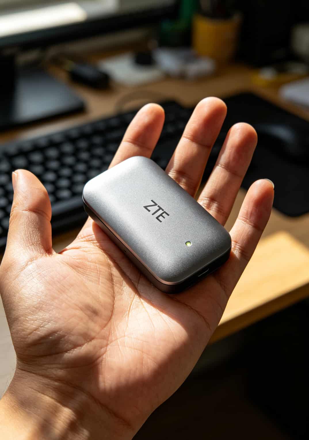 别再被“无限流量”忽悠了!4g上网卡流量卡怎么买,我这有本“避坑账” 中兴随身WiFi设备实拍,掌心大小