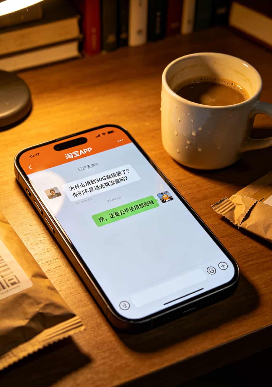 流量卡套餐详情页的小字陷阱截图