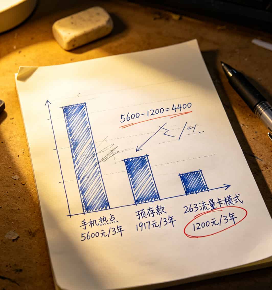 手机热点和随身WiFi一年费用对比柱状图