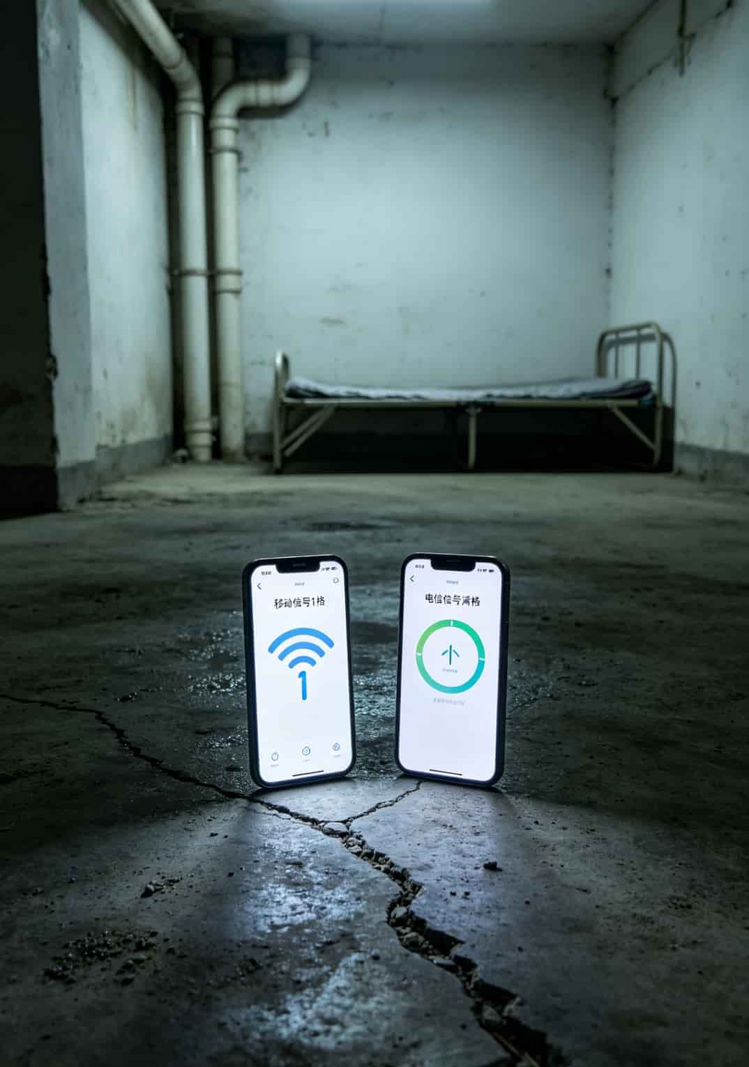 2024公认最好的流量卡是哪张?我踩了三次坑才找到答案 不同运营商在不同场景的信号覆盖对比图,展示地下室场景移动信号弱但电信信号正常