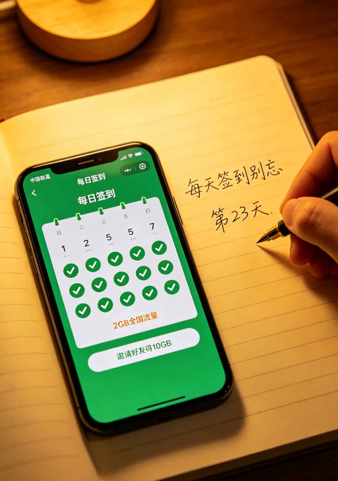 19元流量卡联通不限量,一年花了1378块后,我劝你先看这篇 联通APP签到领流量页面截图,显示连续签到7天可领2GB