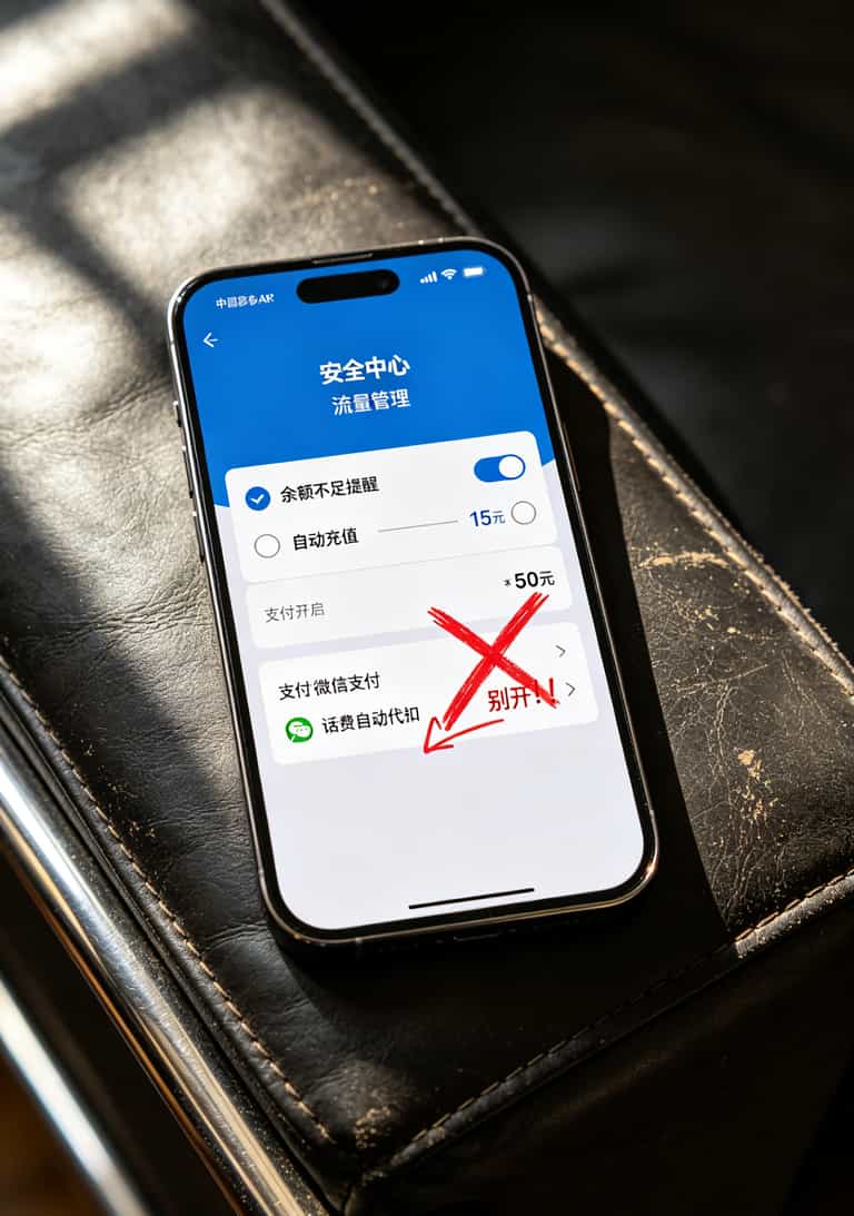 19元的移动流量卡好用不?我换了8张卡,今天跟你说句掏心窝子的话 移动APP设置流量预警和自动充值界面