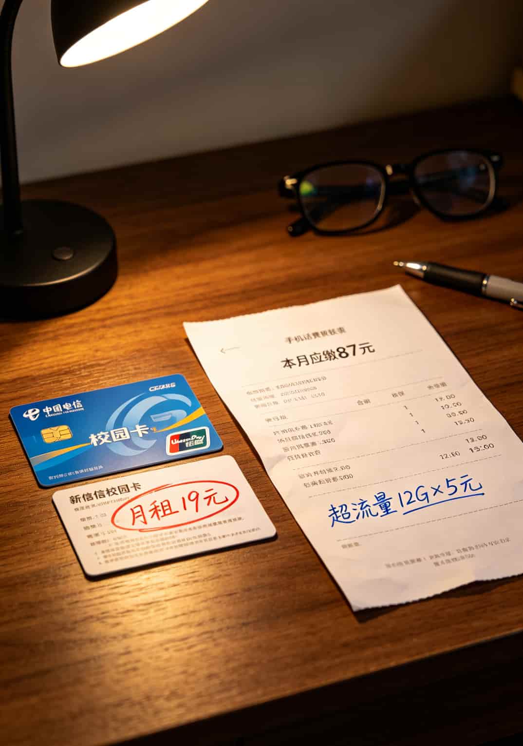 19电信流量卡办理前看这篇!我表弟月租19硬是被扣了87块(附避坑指南) 19电信流量卡办理前的话费账单对比图,显示19元宣传价与实际87元扣费的差异