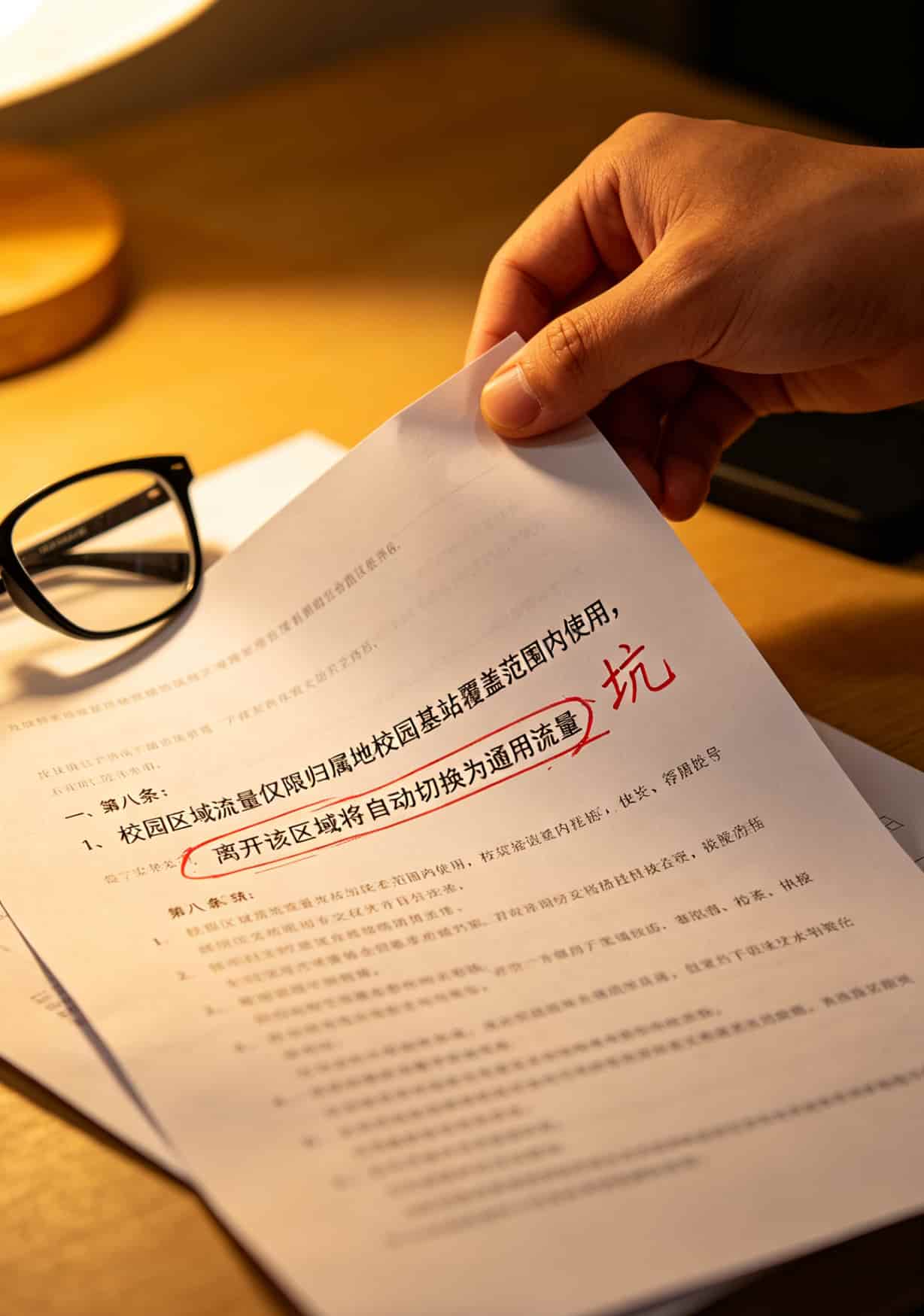 2020年最划算的流量卡移动实测:月租19拿80G通用+30G定向,亳州学生这样办 移动校园卡协议中关于区域流量限制的条款截图