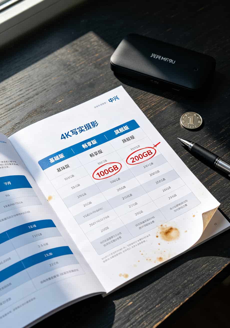 中兴随身WiFi三档套餐参数对比实拍