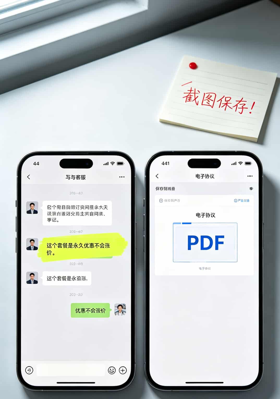 2025年最好用的流量卡是哪张?我换了7张卡实测4个月,答案在这 手机截图显示客服聊天记录中“永久优惠”的承诺,旁边标注“保存证据”