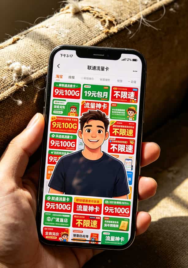 联通100g全国通用流量卡,我折腾了两个月才敢告诉你:月租超过40块就是亏 三张手机流量卡并排放置,上面用标签纸写着29元、39元、59元