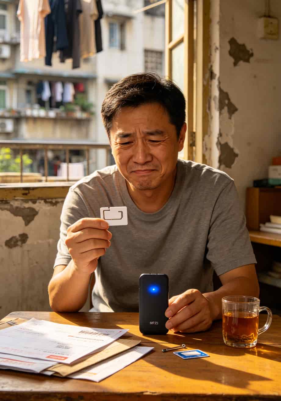 29元100g流量卡是真的还是假的?我用半年工资试出来了——真的,但你用不爽 老周手里拿着一张流量卡和一台中兴MF920随身WiFi,表情无奈