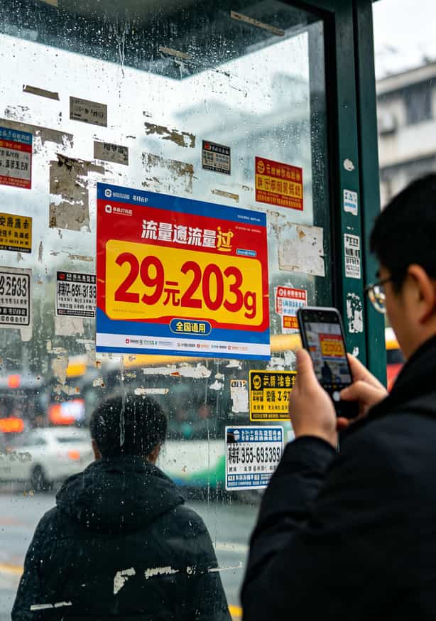 29元203g流量卡,到底能不能买?我踩了8次坑告诉你真相 手机流量卡各种套餐宣传海报,重点标注29元203g字样