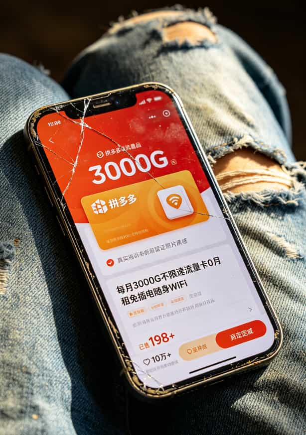 一张0月租100g流量卡,让我亏了两次钱也救了两次急(值不值得办?看这几个坑你踩过没) 拼多多商品页“3000G不限速”宣传截图