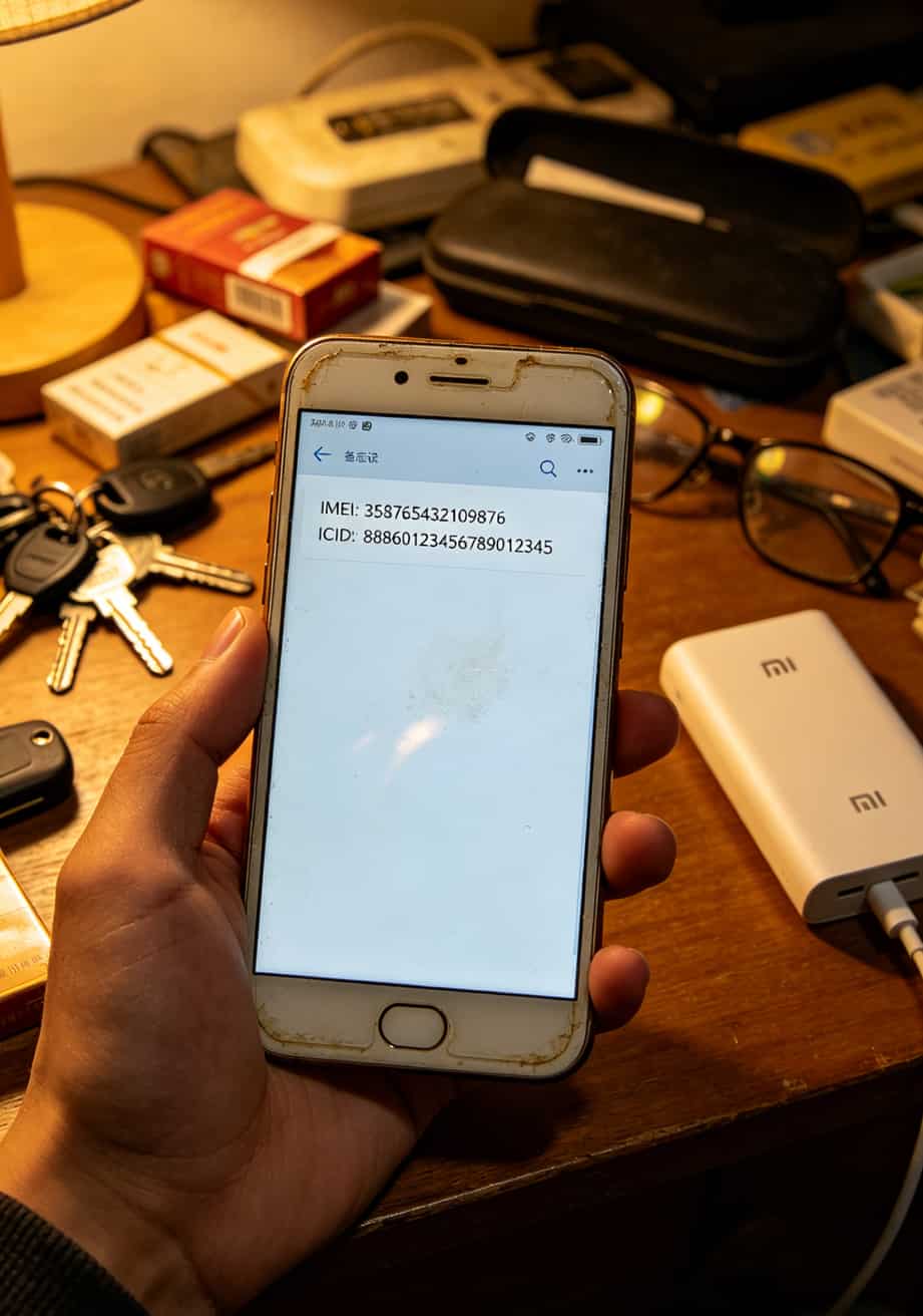 8元的月租卡有流量吗?实测4台随身WiFi后我直接把答案甩给你 手机备忘录里记录的IMEI号和ICCID号截图