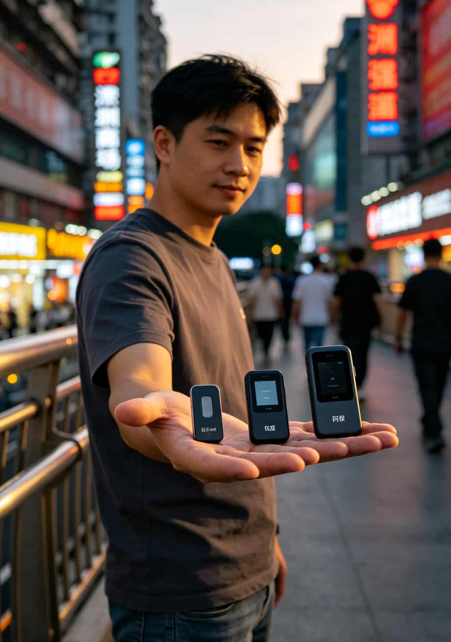 8元流量卡申请前先看这篇!优丰优度优讯我全拆了,实测俩月有些真相反正你猜不到 阿俊手里拿着优丰Mini、优度、优讯三台设备对比大小