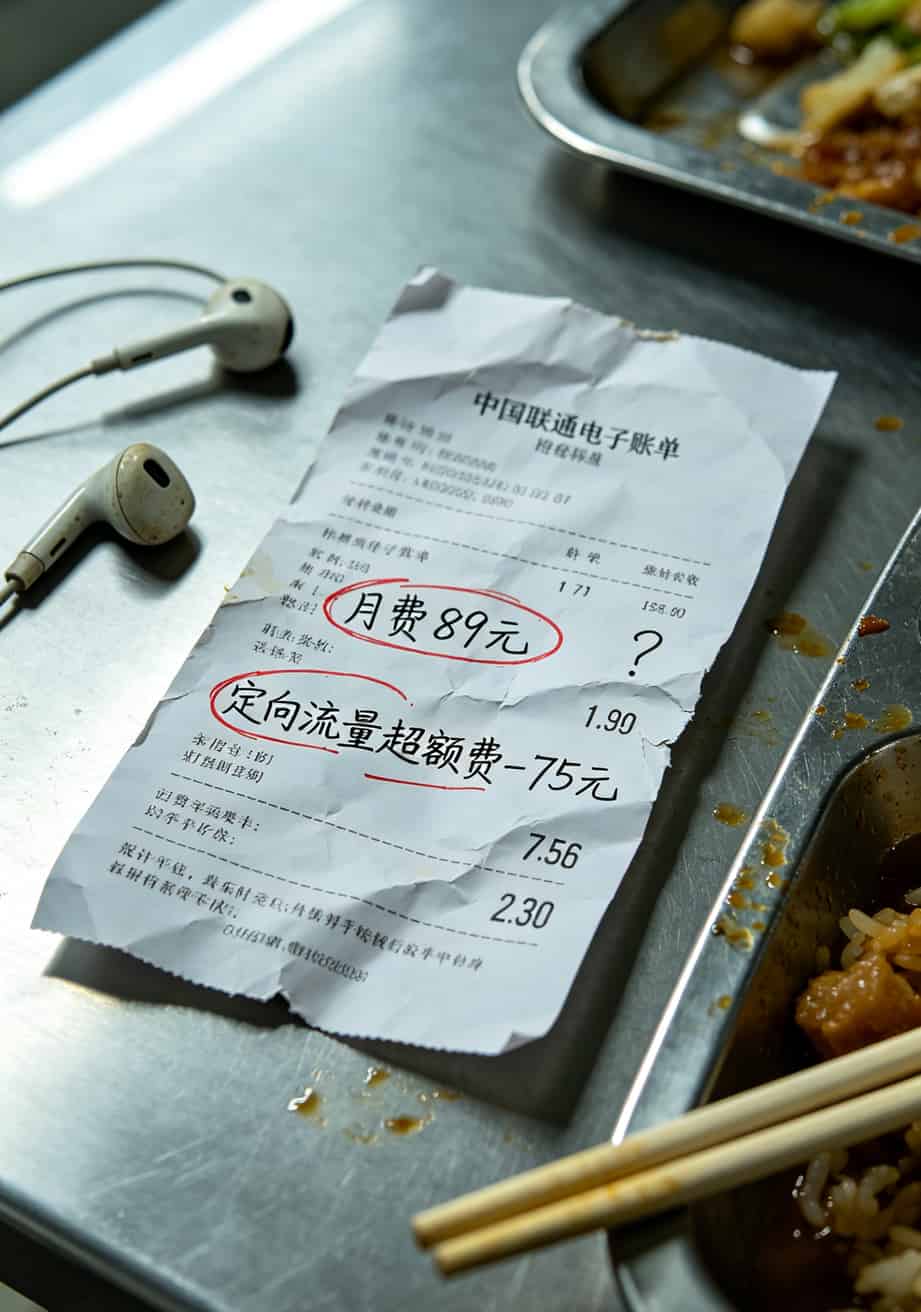 20260508_031339_9元50g流量卡是真的吗_final 联通手机营业厅账单截图,显示月费89元及详细扣费项