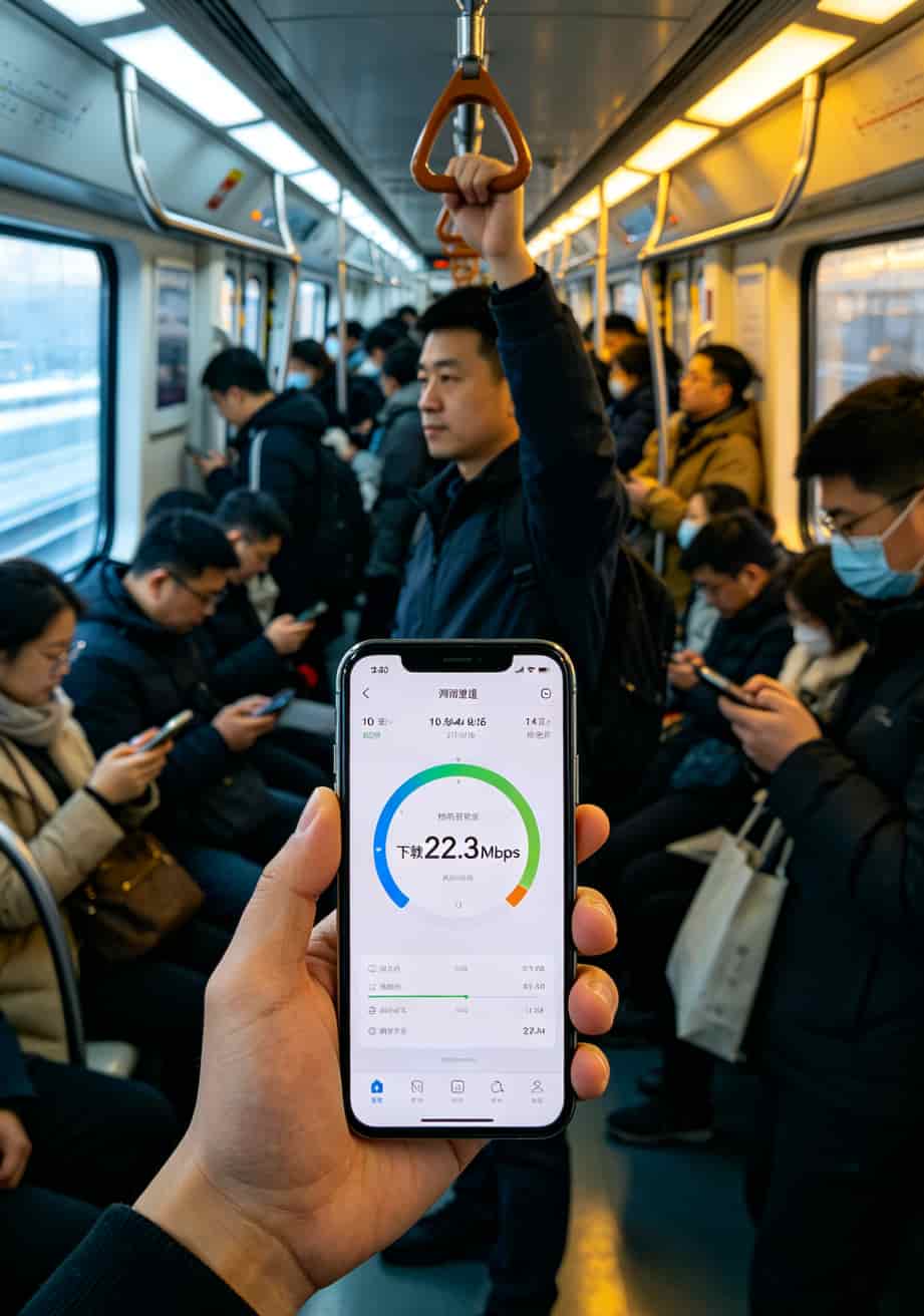 北京什么流量卡便宜?我天通苑住5年换了11张卡,实话都在这了 北京地铁10号线早高峰乘客刷手机实测网速场景