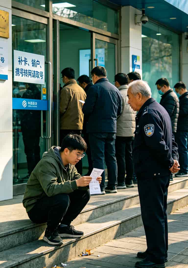 北京什么流量卡便宜?我天通苑住5年换了11张卡,实话都在这了 北京某移动营业厅门口排队办理业务的场景