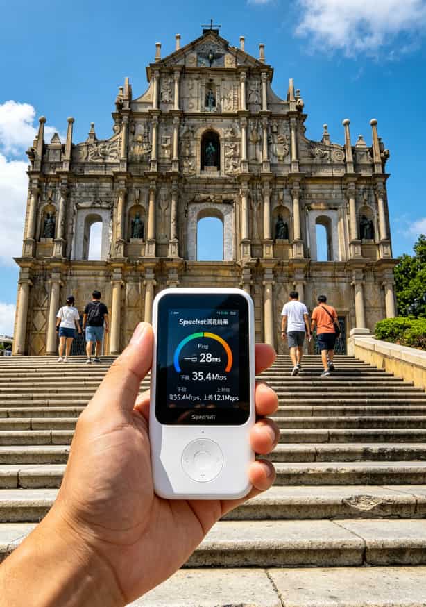 2023流量卡推荐|卖八年随身WiFi的阿强,把心里话全抖出来了 澳门大三巴前手持随身WiFi测速截图