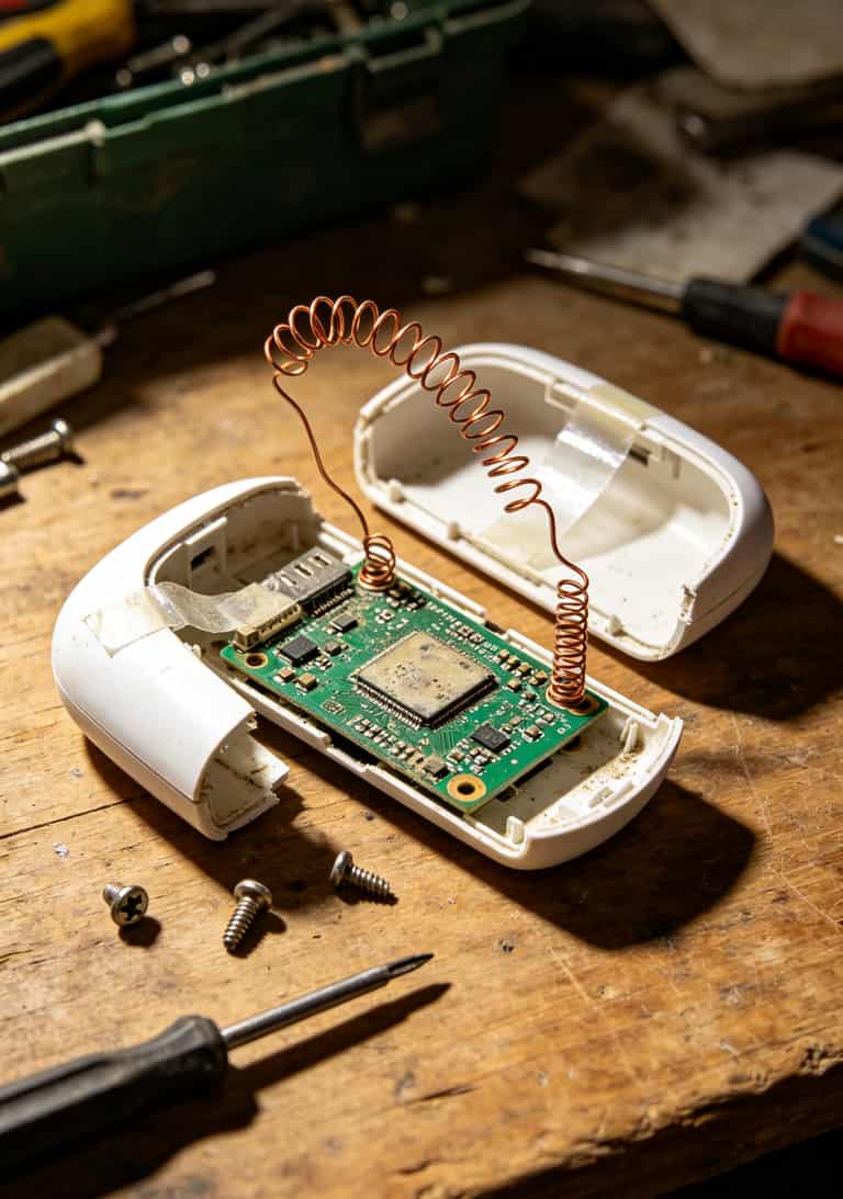 49元150g流量卡配啥随身WiFi?我在信号烂的地方蹲了三年,答案全在这 拆开99元随身WiFi内部,电路板简陋,两根细铜片当天线,无散热硅脂