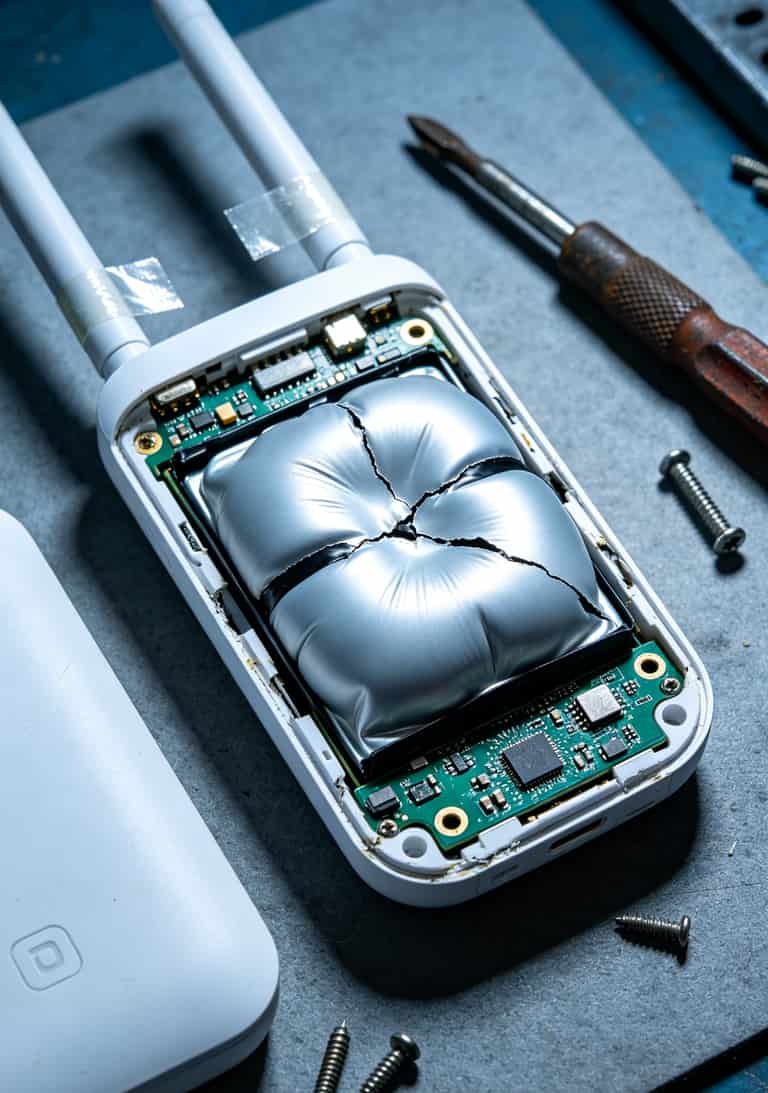 100g的流量卡靠谱吗?实测7款后我劝你死记这5条铁律 郑州小赵使用的山寨随身WiFi拆解图,电池鼓包