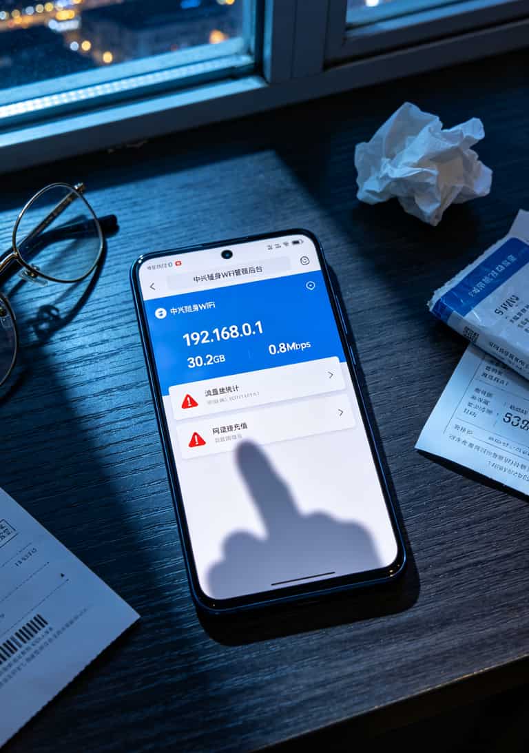 29元100g流量卡是真的还是假的?我用半年工资试出来了——真的,但你用不爽 中兴随身WiFi管理后台截图,显示已使用流量30.2GB,网速被限制