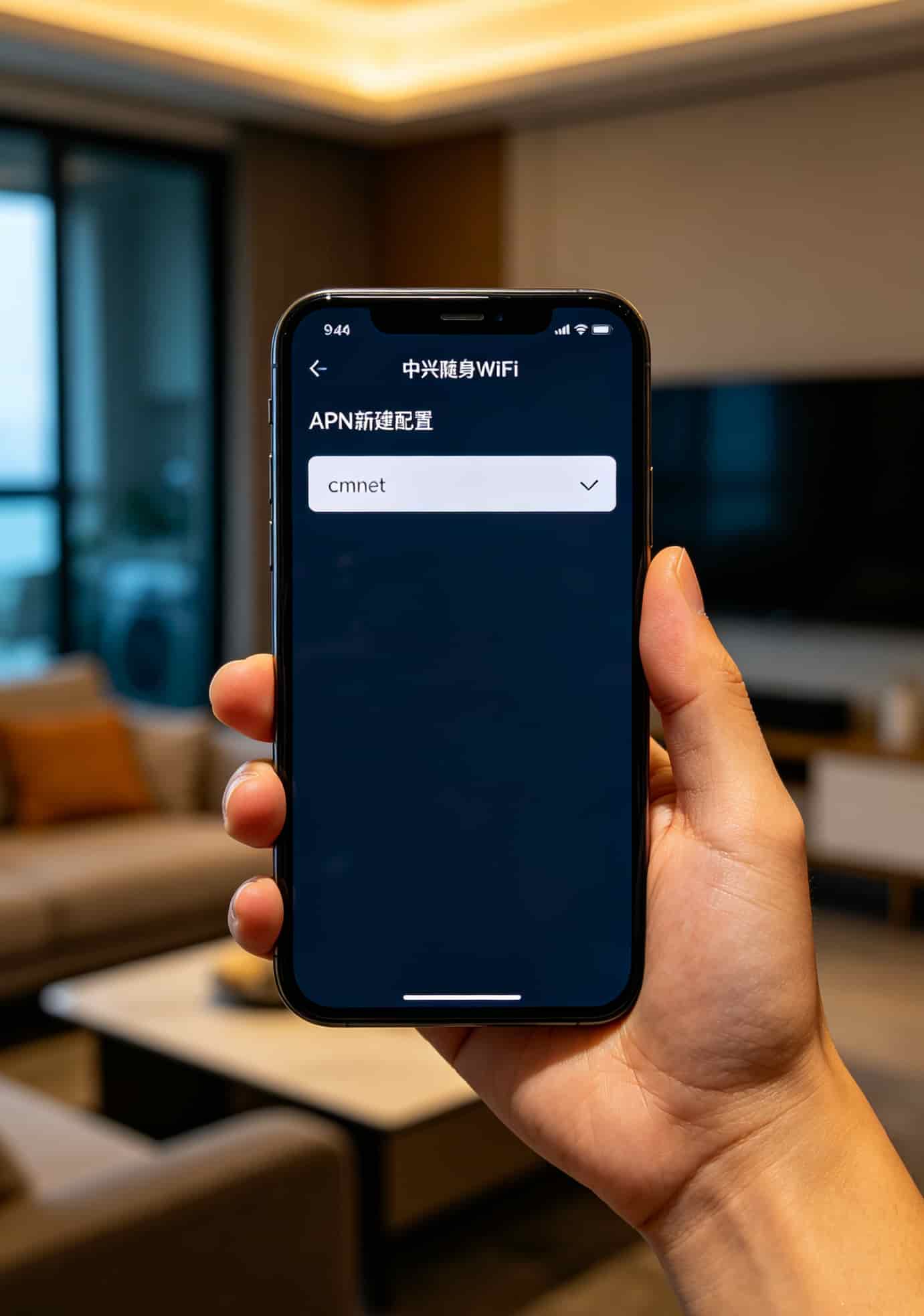 19元的移动流量卡配上中兴随身WiFi,我劝你想清楚再买(实测6张卡的真心话) 手机屏幕上显示中兴随身WiFi的APN配置界面,输入框内填写cmnet