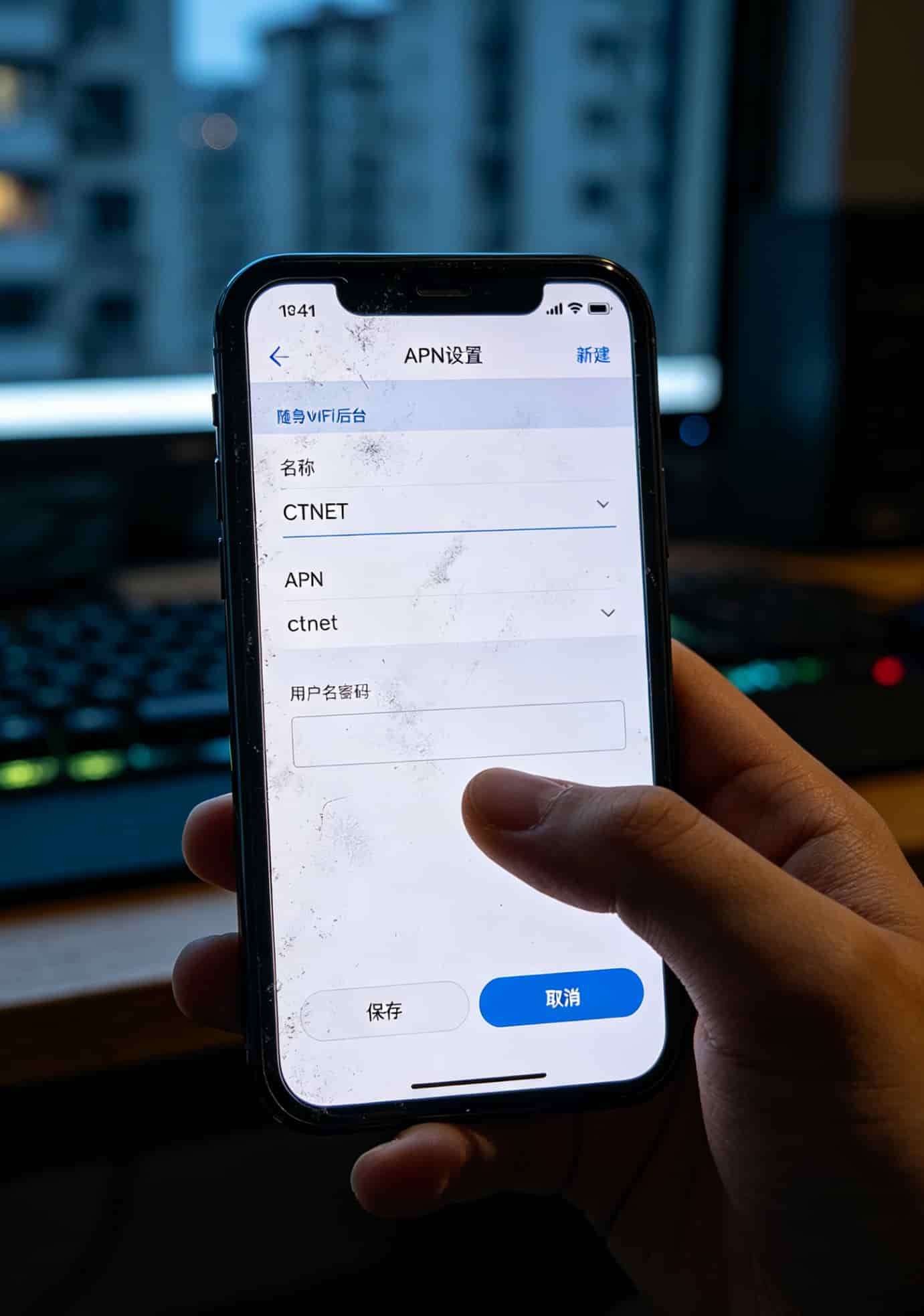 一张电信流量的卡+一个300块的随身WiFi,三年能省一台红米手机 随身WiFi后台APN设置页面,填写ctnet的界面