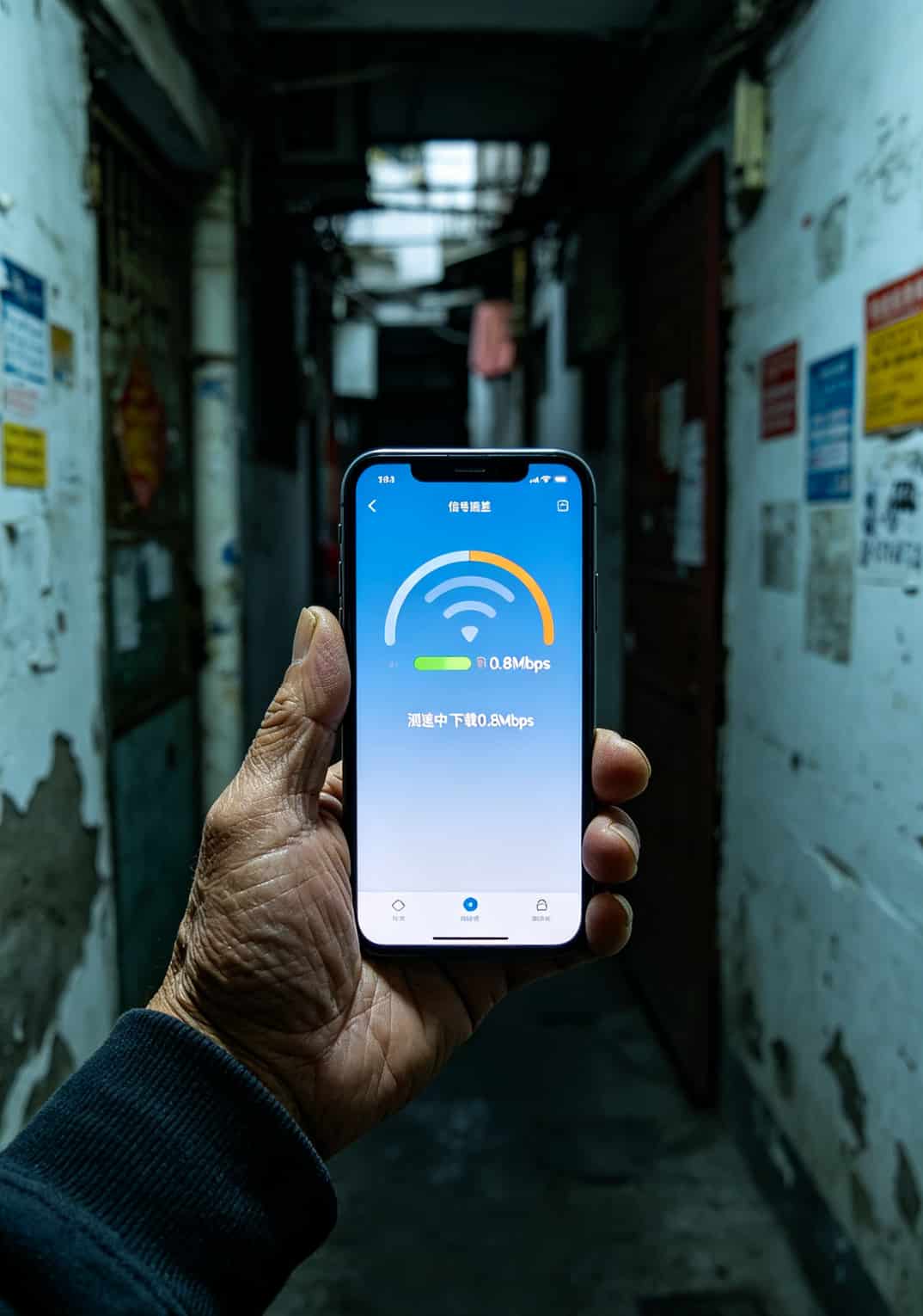 办流量卡什么卡便宜?2026实测:月租8块还是29块,看完这篇再下手 北京朝阳双井某小区内手机信号测试截图