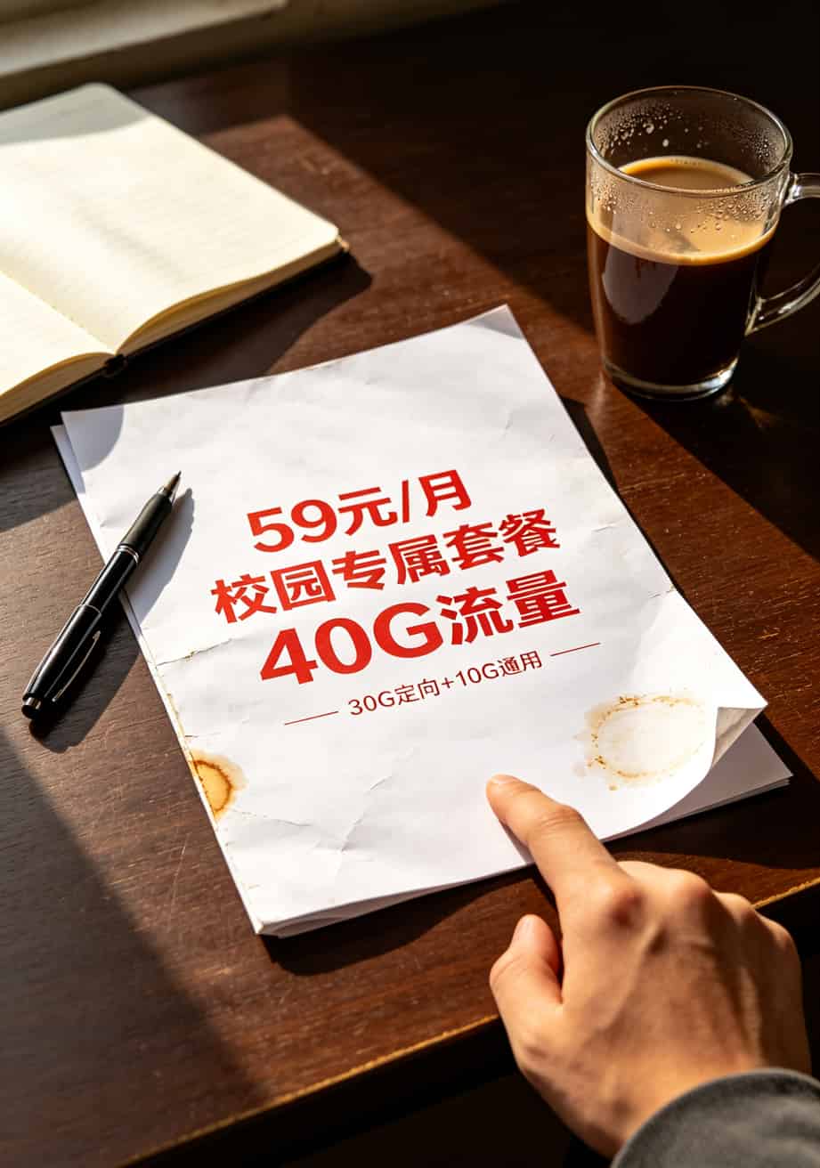 办什么流量卡划算又便宜?29元100G,别再去营业厅当冤种了 中国移动59元校园卡套餐宣传单页照片