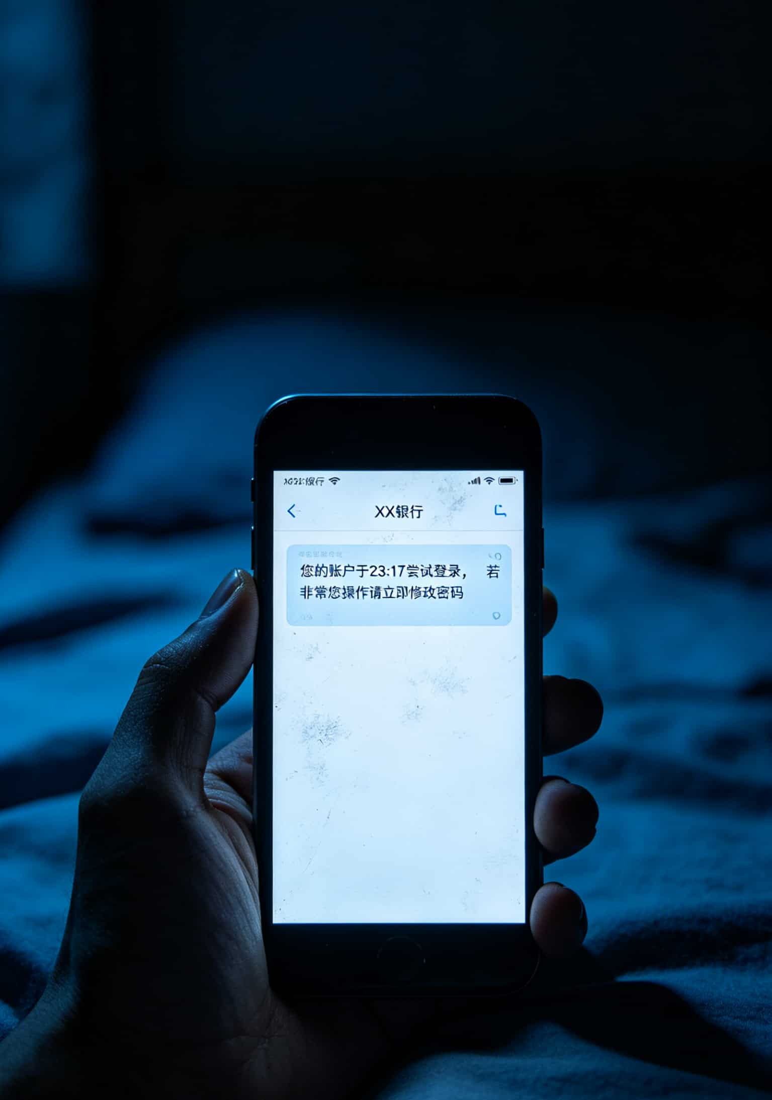 手机收到的银行异地登录提醒短信截图