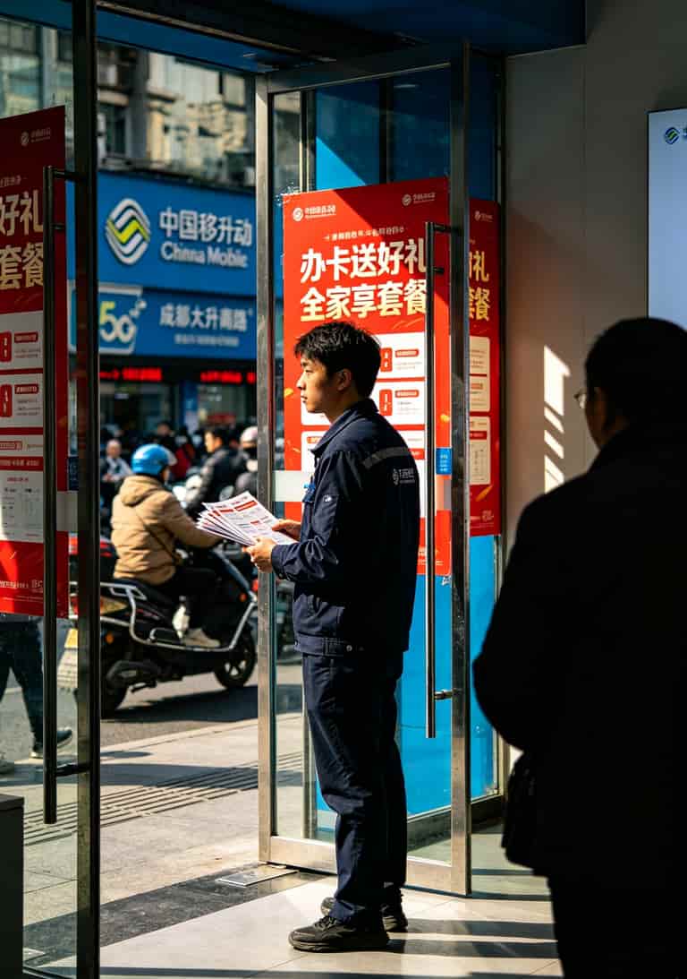 办流量卡要收费吗?随身WiFi水太深,我卖了半年卡才敢说实话 太升南路移动营业厅门口