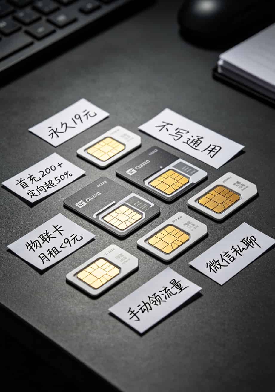 19元188g流量卡是真的吗?说实话:真的存在,但不是你想的那样 八种套路卡的图标排列,每个图标下方标注套路名称