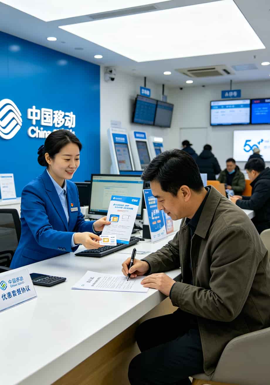 亲测三个月:9元移动大流量卡塞进一个充电宝,高铁追剧、出差办公再也不慌 北京朝阳门移动营业厅柜台,客户正在签字,柜员递过来一份纸质协议