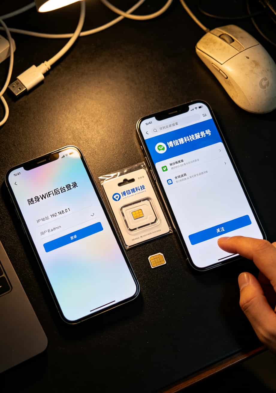 跑了3年户外换了7张卡,博信雅科技的流量卡到底值不值得买?答案在这 手机操作界面示意:设置后台密码、绑定公众号