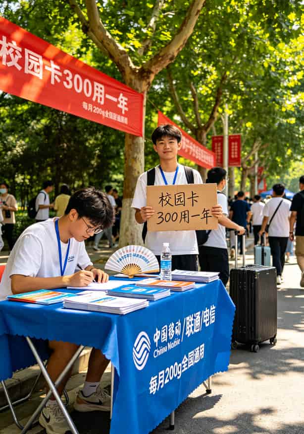 换了27张卡才整明白:2026“200g流量卡全国通用流量”这么选才不踩坑 大学开学季校园里办卡的摊位