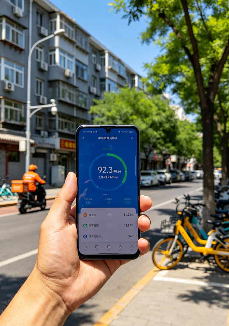 便宜的流量卡套餐,我换了12张才敢说:29元80G最稳,别信9元100G 在北京海淀测速截图,下载92Mbps,上传31Mbps