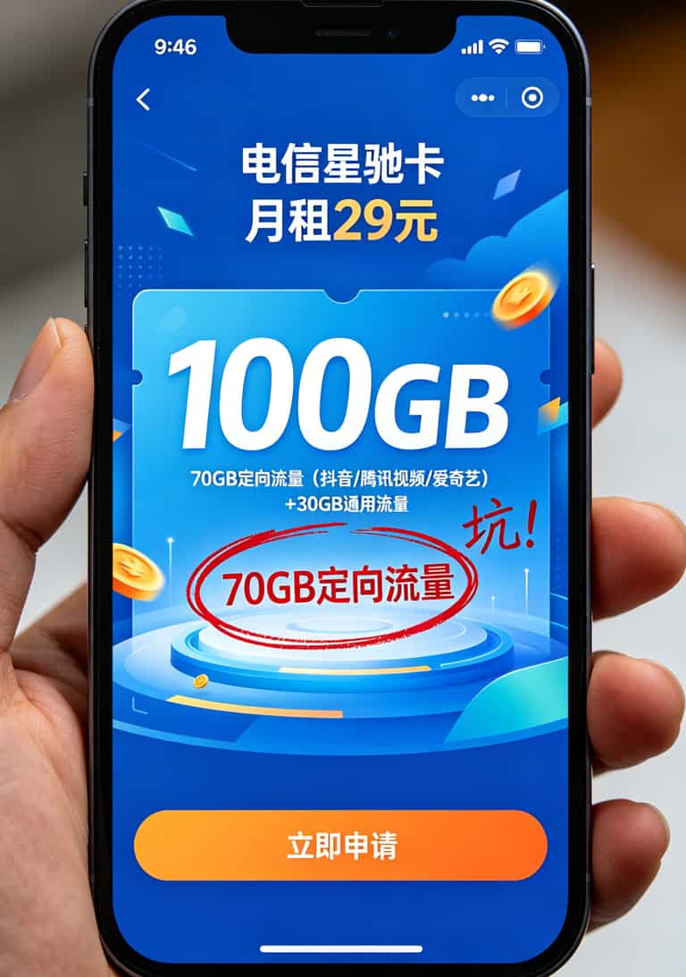 一个跑过几十个城市的老通信人跟你聊:中兴随身WiFi和便宜的流量卡,这样搭最省钱 某流量卡详情页截图,定向流量70G被标红圈出