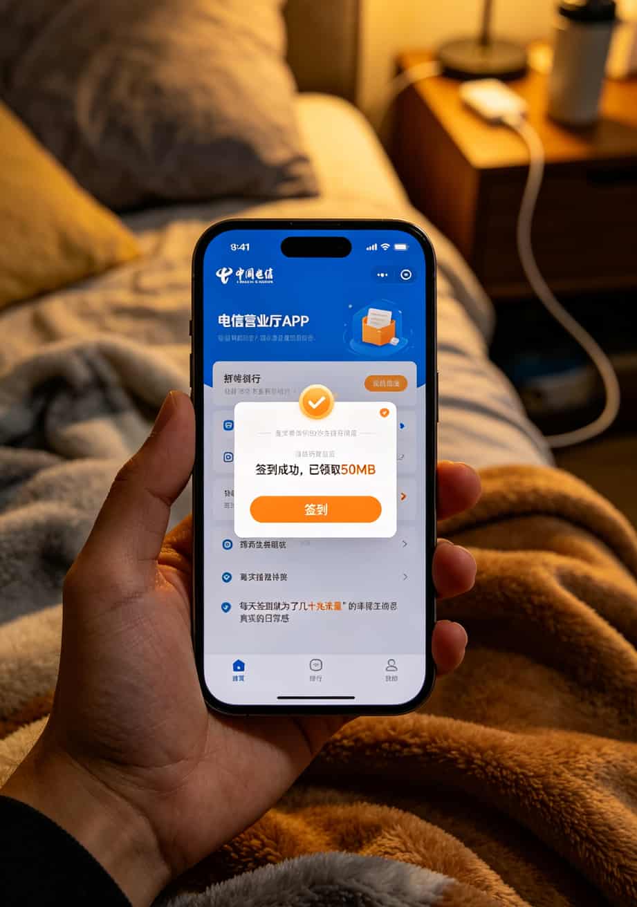 我被坑了三次才搞懂:电信包月流量卡到底值不值得买? 电信营业厅APP签到领取流量界面