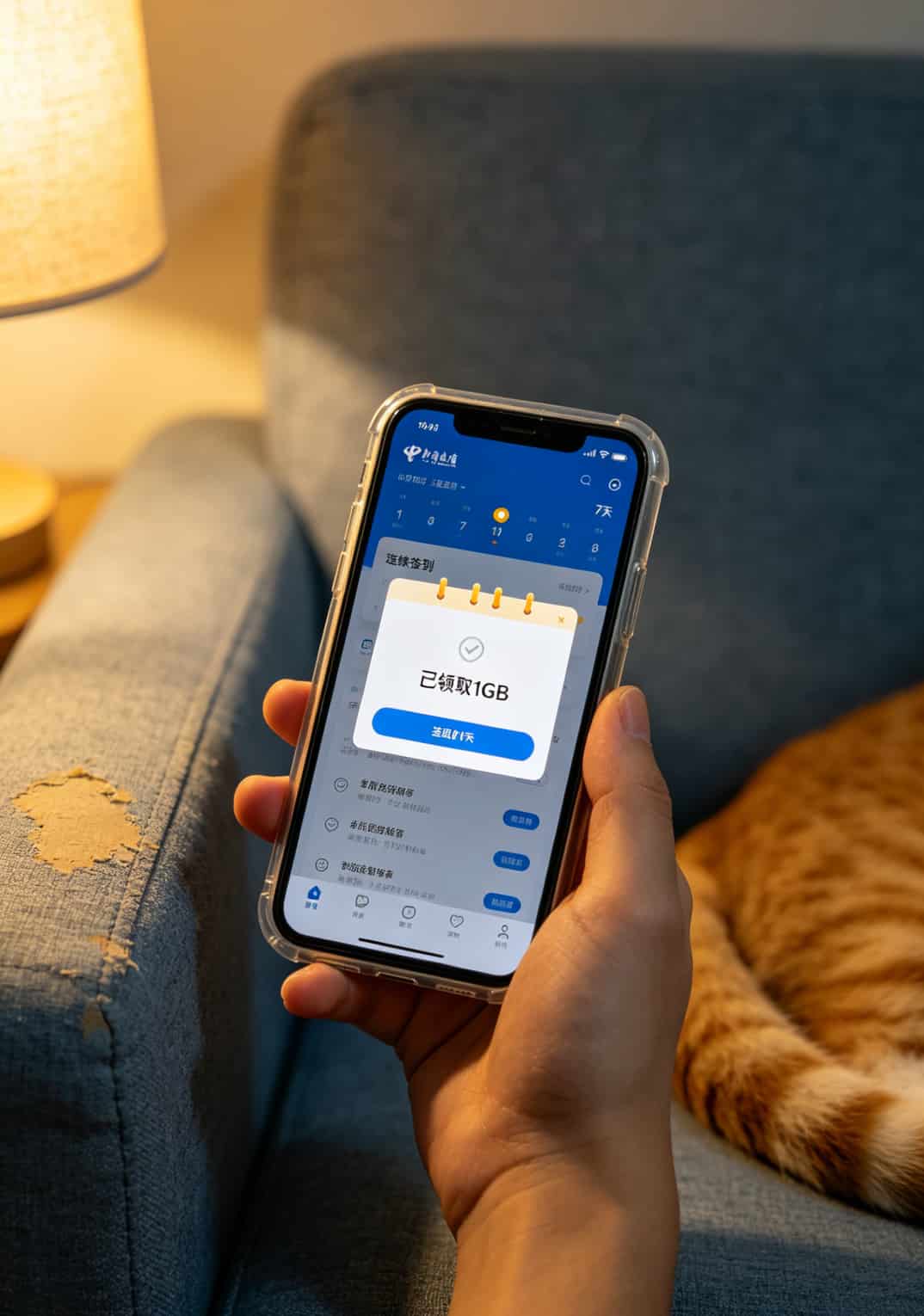 电信App签到领流量的页面截图