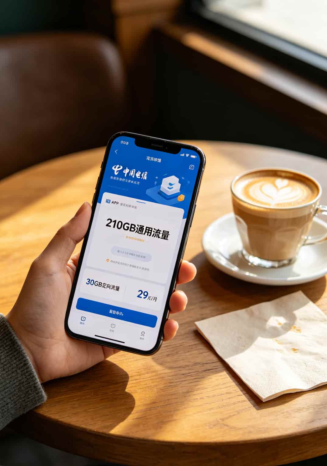 别再被坑了!2026超划算的流量卡有哪些?我用8年经验告诉你 电信星耀卡套餐详情页截图,210G流量标注清晰