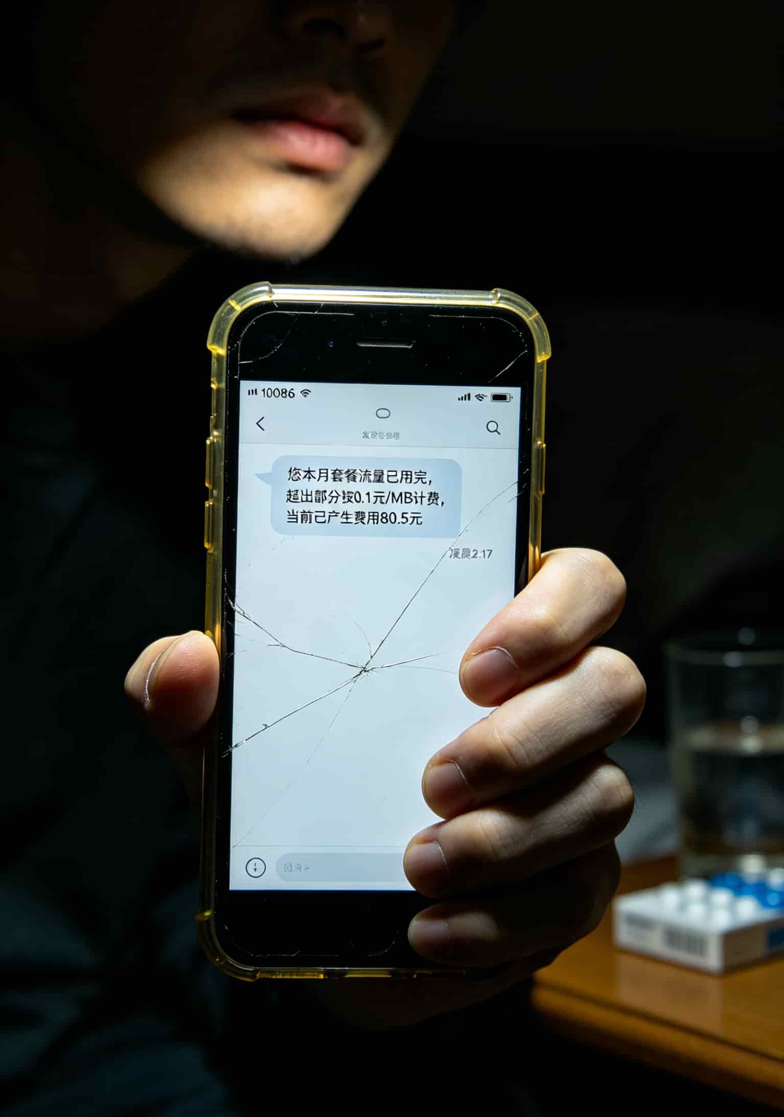 信我,那种“不需要实名流量卡网站”的随身WiFi,最好别碰(老周实测) 手机短信截图,显示“套餐已用完,自动续费扣款80元”